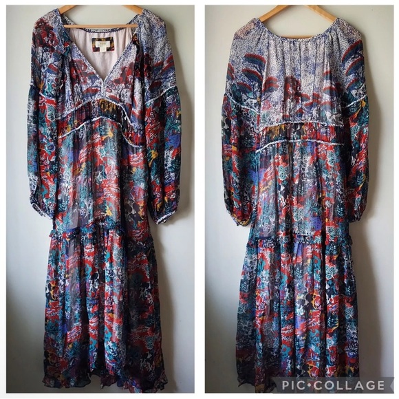 Anthropology Maeve Annabella Boho Floral maxi dress NWT size 14 - Picture 10 of 10